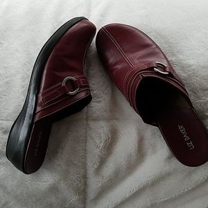 Red Liz Baker leather clogs